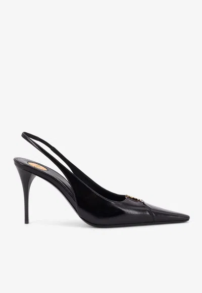 Saint Laurent Babylon 90 Calf Leather Slingback Sandals In Black