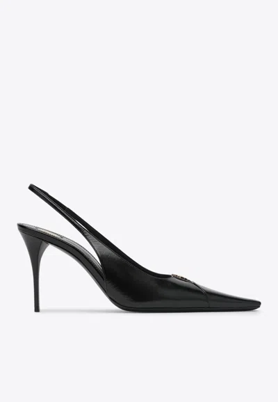 SAINT LAURENT BABYLON 90 LEATHER SLINGBACK PUMPS