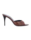 Saint Laurent Leather Mule Babylon Stiletto Heel In Brown