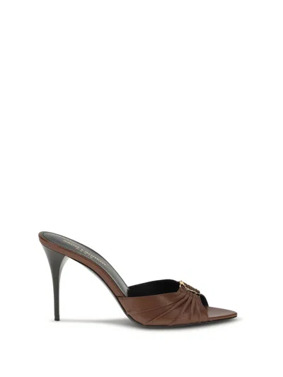Saint Laurent Babylon Mule Sandals In Brown