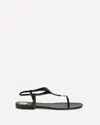 Saint Laurent Smooth Leather Cassandra Triangular Upper Flat Sandals Shoes In Black