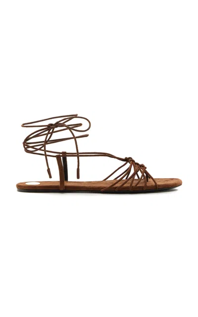 Saint Laurent Babylon Suede Sandals In Brown