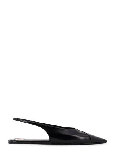 Saint Laurent Babylone 00 Bal Leather Slingback Ballerinas In Black
