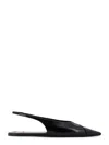 Saint Laurent Leather Slingback Ballet Flats With Pointed Toe In Black