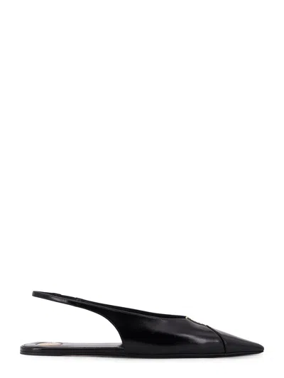 Saint Laurent Babylone 00 Bal Leather Slingback Ballerinas In Black