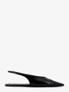Saint Laurent Leather Slingback Ballet Flats With Pointed Toe In Black