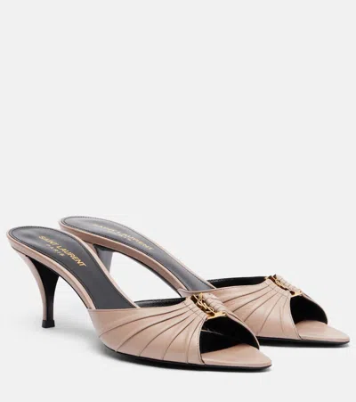 Saint Laurent Babylone 60 Leather Mules In Sand