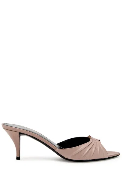 Saint Laurent Babylone 60 Pleated Grained Leather Mules In Brown