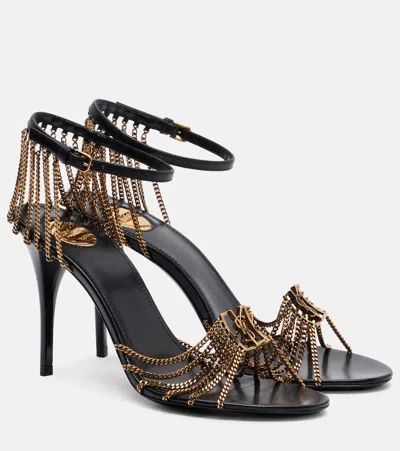 Saint Laurent Babylone Strappy Chain Ysl Stiletto Sandals In Black