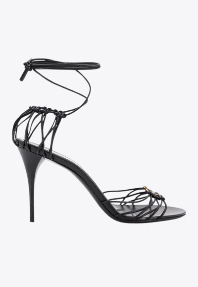 Saint Laurent Babylone 90 Leather Sandals In Black