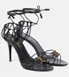 Saint Laurent Babylone Embellished Knotted Leather Sandals In Black