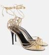 Saint Laurent "babylone" Open Toe Strappy Sandals In Gold
