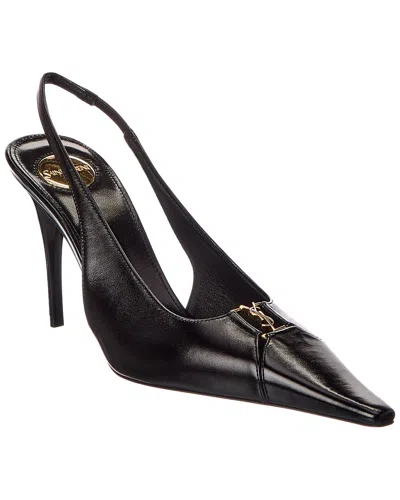 Saint Laurent Babylone 90 Leather Slingback Pump In Black