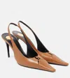 Saint Laurent Leather Babylone Slingback Pumps 90 In Braun