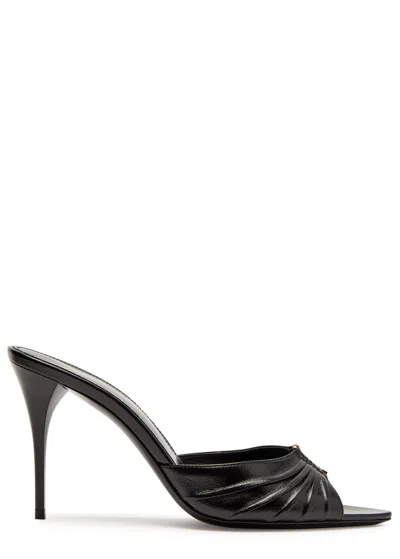 Saint Laurent Babylone 90 Pleated Leather Mules In Black