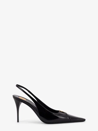 Saint Laurent Babylone 90 Pum Leather Slingback Pumps In Black