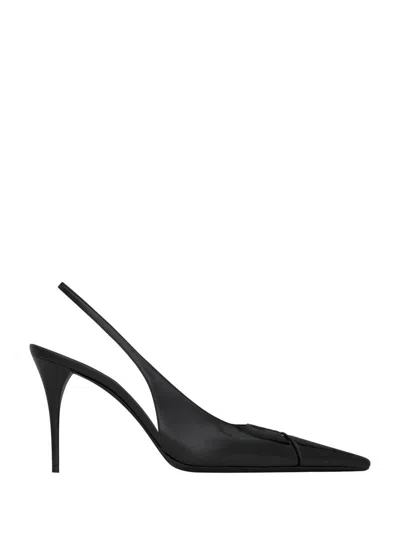 Saint Laurent Babylone Breteuil Slingback Pumps In Smooth Leather In Black