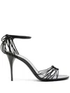 Saint Laurent 90mm Babylone Cassandre-plaque Leather Sandals In Black