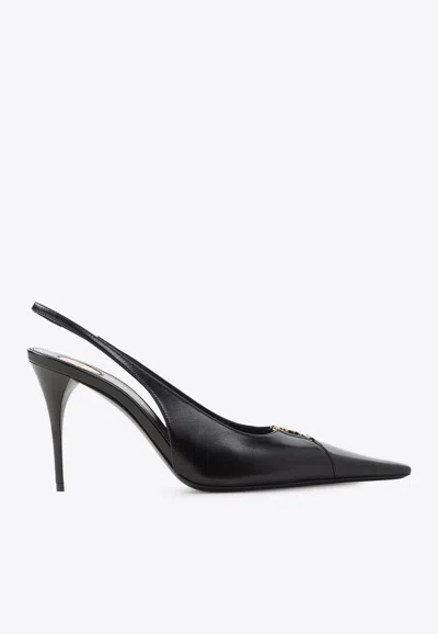 Saint Laurent Babylone 90 Slingback Pumps In Smooth Leather In Black