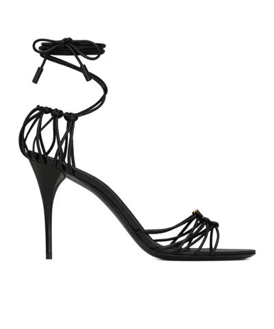SAINT LAURENT SAINT LAURENT BABYLONE LOGO PLAQUE SANDALS