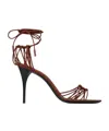 Saint Laurent Brown Leather Babylone Sandals In Brown