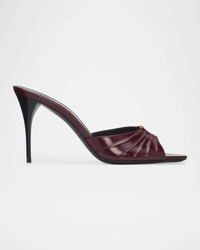 Saint Laurent Babylone 90mm Leather Stiletto Mules In Coral