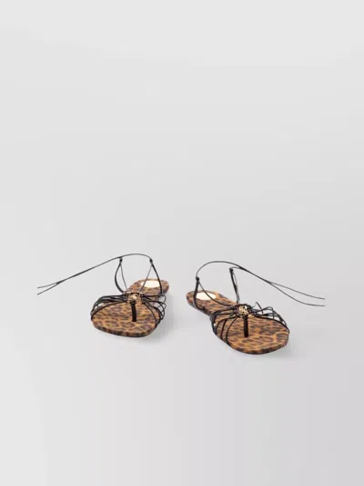 SAINT LAURENT BABYLONE ANKLE STRAP FLAT SANDALS