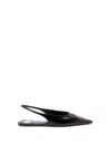 Saint Laurent Leather Slingback Ballet Flats With Pointed Toe In Black