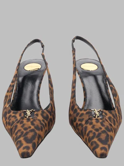 Saint Laurent Babylone Breteuil Gros-grain Décolleté Sandals With 7.5 Cm Heel In Animal Print