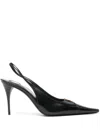 Saint Laurent Babylone Breteuil Leather Slingback Pumps In Black