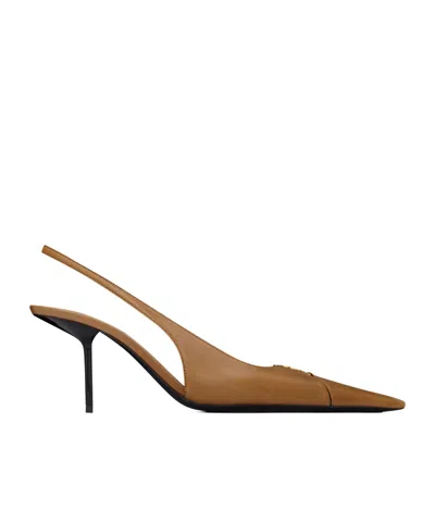 Saint Laurent Babylone Breteuil Slingback Pumps In Brown