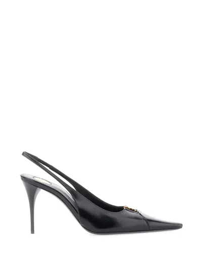 Saint Laurent Babylone Breteuil Slingback Pumps In Smooth Leather In Black