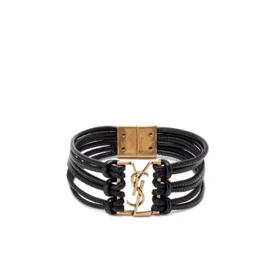 Saint Laurent Babylone Cord Bracelet In Black