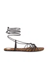 Saint Laurent Ankle Strap Babylone Flat Sandals Shoes In Brown