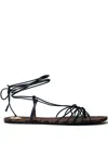 Saint Laurent Babylone Lace-up Flat Sandals In Black
