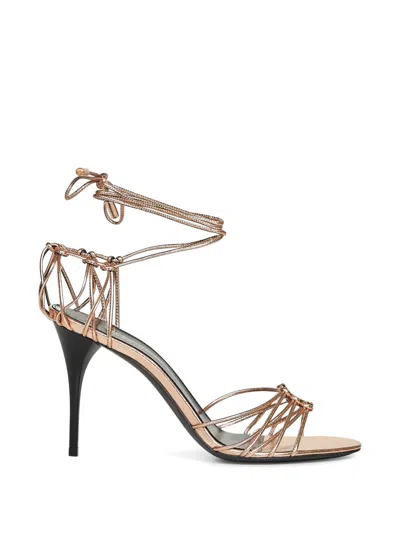 Saint Laurent Babylone Laminated Leather Sandals In Transparent