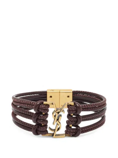 Pre-owned Saint Laurent Babylone Leather Bracelet In Brown