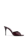 Saint Laurent Burgundy Smooth Leather Babylone Peep-toe Mules