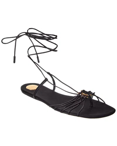 Saint Laurent Babylone Leather Sandal In Black