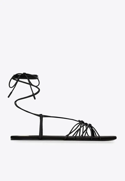 Saint Laurent Babylone Leather Sandals In Black