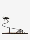 Saint Laurent Ankle Strap Babylone Flat Sandals Shoes In Brown