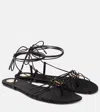 Saint Laurent Black Sandals With Cassandre Logo And Laces Around The Ankle In Leather Woman In Schwarz