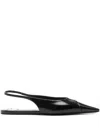 Saint Laurent Leather Slingback Ballet Flats With Pointed Toe In Black