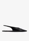 Saint Laurent Leather Slingback Ballet Flats With Pointed Toe In Black