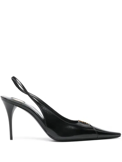 Saint Laurent Babylone Leather Slingback Pumps In Black