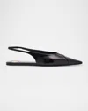 Saint Laurent Babylone Leather Ysl Slingback Ballerina Flats In Black