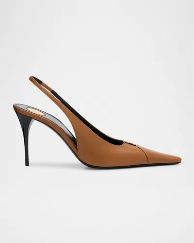 SAINT LAURENT BABYLONE LEATHER YSL SLINGBACK PUMPS