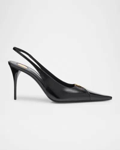 SAINT LAURENT BABYLONE LEATHER YSL SLINGBACK PUMPS
