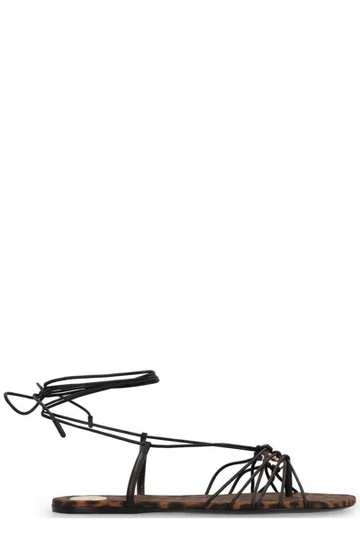 Saint Laurent Babylone Logo Plaque Sandals In Black