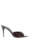 Saint Laurent Burgundy Smooth Leather Babylone Peep-toe Mules